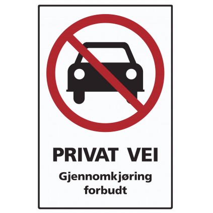 Privat vei - gjennomkjøring forbudt